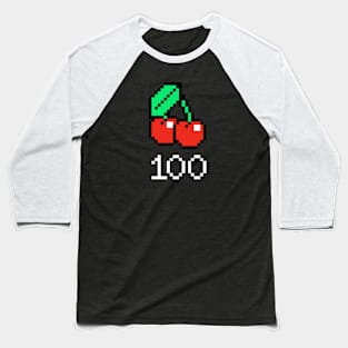 Pixel Art Arcade Cherry Power Up 100 Baseball T-Shirt